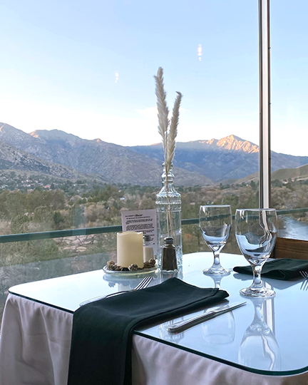 View of Kern River and Sequoia National Forest from Ewings on the Kern Restaurant in Kernville, California