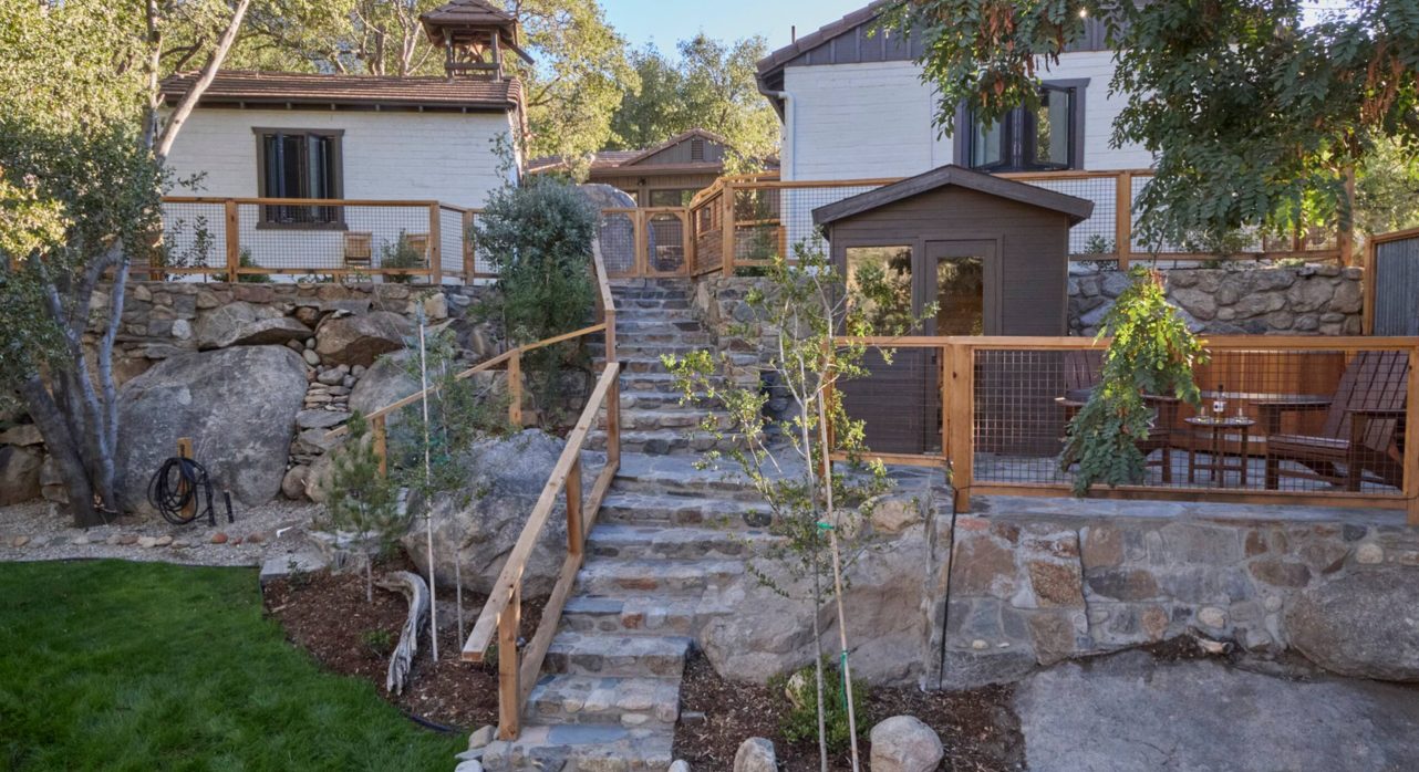 Backyard view of the cabin compound