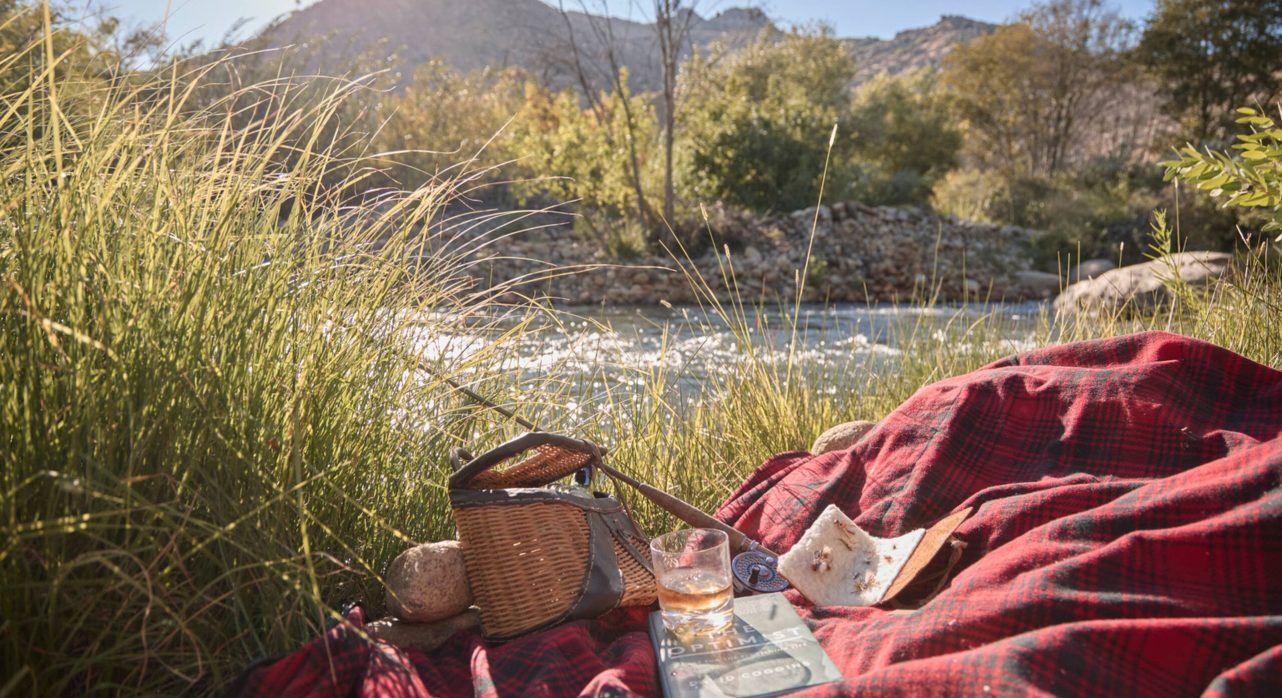 Fishing from the shores of Overlook Cabin